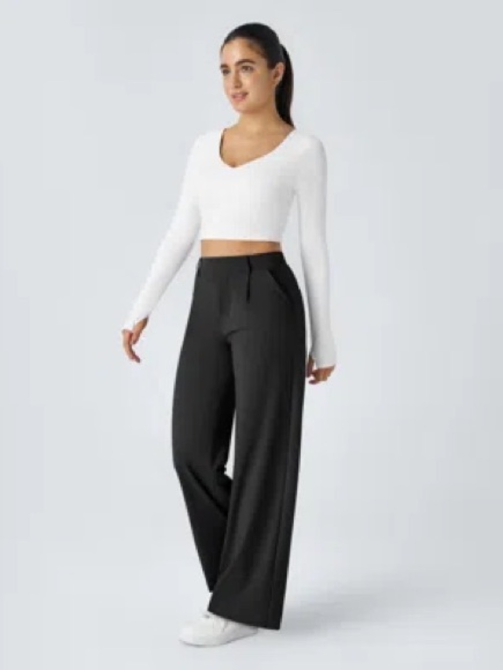HALARA Day Stretch Black Straight Leg High-Rise Trousers with Pockets. NWOT